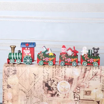 1Set Mini Leseni Vlak Okraski Božična Darila Za Otroke Novo Leto je Dekor Les Obrti Doma Tabelo Okraski Otroci Igrače