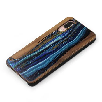 Grafiti umetniške pravega lesa narave in barvne risbe primeru telefon za Iphone 6 S 7 8 plus X S R MAX retro lesene telefon kritje