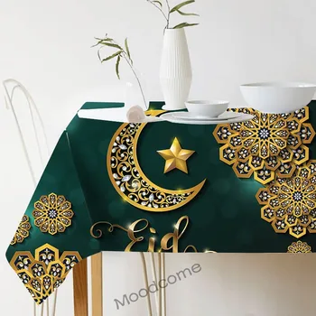 Barvita Muslimanskih Eid Mubarak Ramadana Islamskega Kulturnega Dekorativne Umetnosti Prtom Velik Wall Art Mošeje Luna Star Perilo Namizni Prt