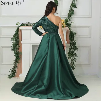 2020 Novo Ramenski Dolg Rokav Temno Zelena morska deklica Večerne Obleke Formalnih Obleke Dubaj Haljo De Soiree BLA6619