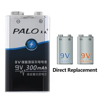 PALO 9V 6F22 300mAh Baterija Ni-MH z 3A polnilni tok za Multimeter / Brezžični Mikrofon / Alarm