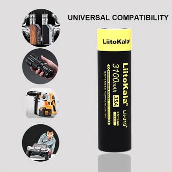 Liitokala Lii-31S 18650 bateria 3,7 v dc 4,2 V li-ion 3100ma 35a bateria de energia par de dispositivos drenagem alta oprema