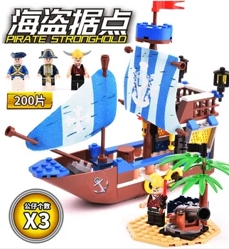 GUDI 200pcs Nova Legenda Pirati serije pirat trdnjava Ladja velika Modeli gradnikov izobraževalne Darilo za Rojstni dan 9112