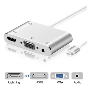 HDMI VGA strele adapter za Apple, da Avdio AV Več Digitalni Adapter Konektor za iPhone X 8 za ipad ios 13
