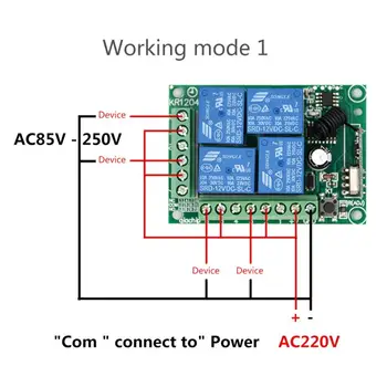 Jezen opica 433Mhz Univerzalni Brezžični Daljinski upravljalnik Stikalo AC 85V ~ 250V 220V 4 Kanalni Relejni Sprejemnik Modul in RF Control