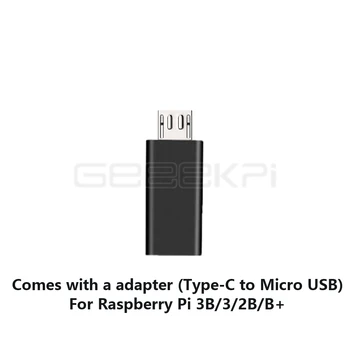 GeeekPi Maline 5V 3A Napajanje Adapter EU / ZDA / VB Priključite Kabel Polnilnika za Raspberry Pi 4B / 3B+ /3B