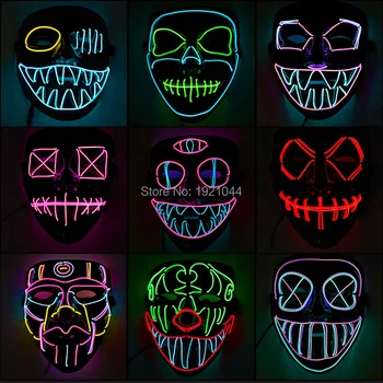 New Visoke kakovosti Halloween Scary Masko Svetlobna LED Stranka Masko z 3V Stalno na Utripajoče Krmilnik Črno Masko Vendetta