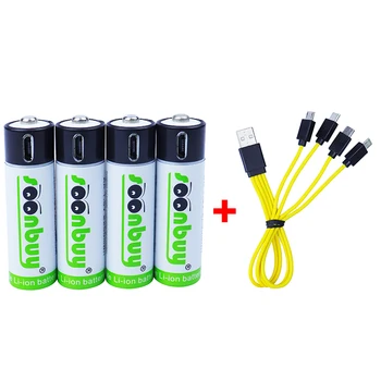 Soonbuy 1,5 V, USB, Baterije AA 2550mwh 1500mah li-ion zmogljivosti li-polymer litij-polimer USB polnilne usb kabel za baterije