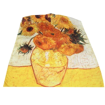 Italijanska modna ženske oblikovalec KlimtVan Gogh olje digitalno barvanje svilene rute in šali foulard ruta ženske obloge šali LL190202