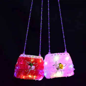 1pcs Fashion Lace DIY LED Utripa Torba Svetlobe Svetlobna Igrača za Dekleta, Otroci DIY Flash Torbice Rojstni dan Darila Sijaj Stranka