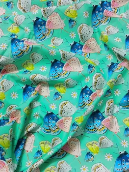 Različne Pisan Metulj Daisy Flora Cvet Roza Modra Bela Rumena na Zeleno Navaden Bombaž Tkanina DIY šivanje Oblačil Tkiva