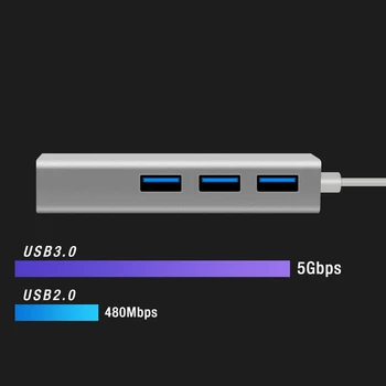USB, Ethernet, USB Hub, da RJ45 Lan Omrežna Kartica 10/100 Mb / s USB 2.0 3.0 Hub Ethernet Adapter za Mac, iOS Laptop PC Windows