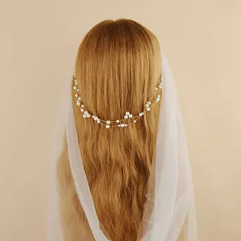 Poročne Poroko Kristalno nevesta pribor za lase Pearl Cvet glavo Ročno hairband Kroglice Dekoracijo Las Glavnik SCHP36