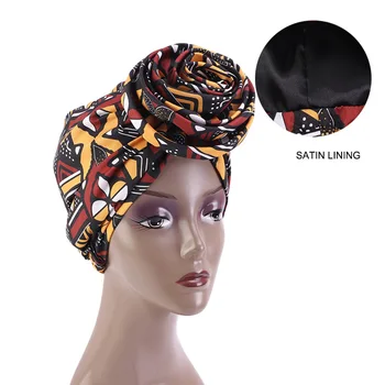 12pcs/veliko Afriških Vzorec Wowen Vozel Headwrap Pre-Vezani Vozlane Turban Bonnet Saten linned Kapa Headscarf Skp Pokrivala