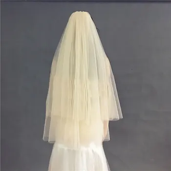 Elegantne Poročne Veils 2 plasti Z Glavnik Raw Cut Rob Mehko neto Poročni Veil Poročni Dodatki Veu de Noiva