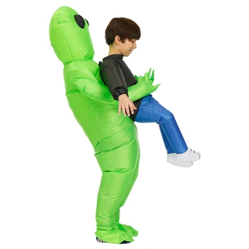 2020 Nov Napihljiv Kostum zelenega tujec Odrasli otroci Smešno Blow Up Obleko Fancy Stranka Obleko unisex party noša Halloween Kostum