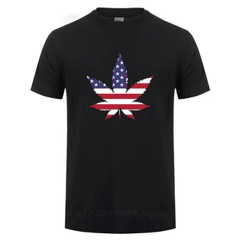 Zda Ameriško Zastavo Plevela Listov Konoplje, Listi Patriotske Pot Smešno T-Shirt Za Moškega, Žensko Poletje Kratek Rokav O Vratu Bombaž Majica Tee