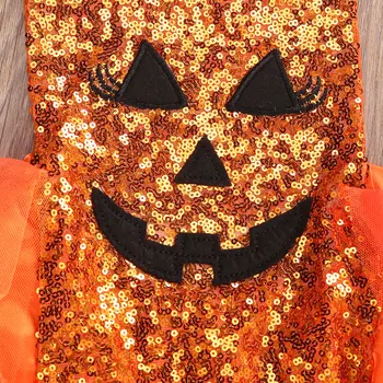 Baby Dekle Halloween CostumeCute Bučna Obraz Bleščica Povodcem Bodysuits Tutu Obleko + Prugasta Nogavice 2Pcs Obleke 0-24M