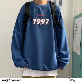 Privathinker Jeseni Moških Priložnostne Sweatshirts Harajuku 1997 Natisnjeni Moških Prevelik Hoodies 2020 Korejski Človek Priložnostne Svoboden Puloverji