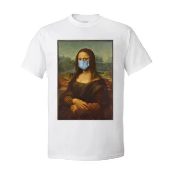 Smešno Moški Tshirt Mona Lisa Masko T-majice, ki Vladajo Priložnostne Bombažne Tkanine O Vratu Mlade Vrhovi T Majice, Jopice