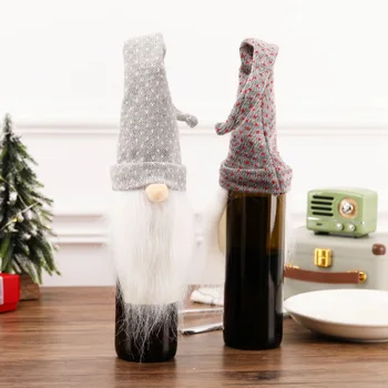Božič Vina, Steklenico Kritje Dekor Dolgo Klobuk Plišastih Gnome Steklenico Vina Skp Pokrivalo Počitnice Jedilno Mizo Okraski Božič Navidad
