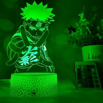 Anime Naruto 3D LED Nočna Lučka Doma Spalnica Dekorativne Svetilke Vzdušje Luči, namizne Svetilke, Božič Darilo Dotik Daljinski upravljalnik
