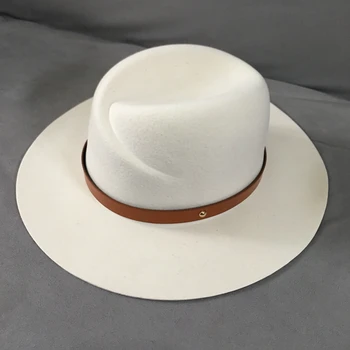 O novih zimskih bele volne klobuk han edition modni ženski Široko-robna klobuki počutil klobuk ins Fedoras panama