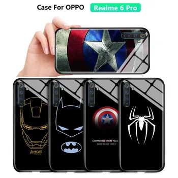 Shockproof Kaljeno Steklo Telefon Kritje Za Nasprotnega Realme 6 Pro X50 5 5S Reno 3 Pro Marvel Superheroj Ironman Captain America Primeru