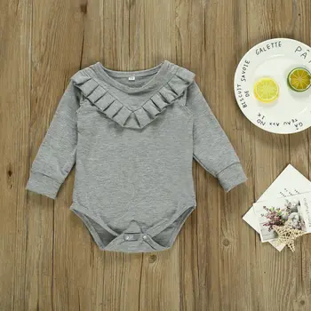 Novorojenega Dojenčka Baby Dekle 0-24M Oblačila z Dolgimi Rokavi Jumpsuit Obleka, Obleka