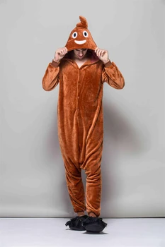 Kigurumi Nove Rjave Sranje Onesie Unisex Odraslih Pižamo Sleepsuit Pyjama Risanka Sleepwear Cosplay Kostumi
