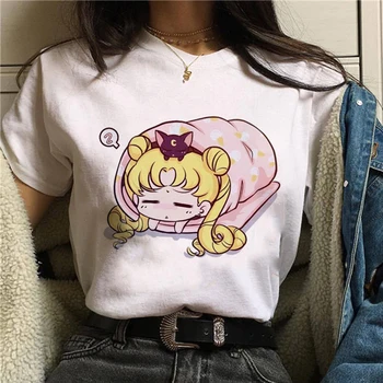 Sailor Moon Kawaii Majica s kratkimi rokavi Ženske Harajuku Ullzang Srčkan T-shirt 90. letih Grafični Estetske Tshirt korejski Srčkan Slog Top Tees Ženski