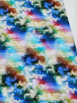 Briljantno Mavrica Cloud hoja v Nebo Pisane Bombažne Tkanine ptiček Mozaik Tekstilne Tkiva Domov Oblačila Domov Dekoracijo
