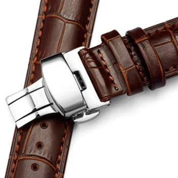 Novo Pristno Leather16 18 19 20 21 22 24 mm Watche Pasu trak Pasu Watchband Zložljivi Ročaji / Sponke + Orodje