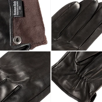 Nove zimske Black mens usnjene rokavice,Ovčje rokavice moški pozimi,Preprost za moške usnjene rokavice,Visoko kakovostni, za moške rokavice - 731