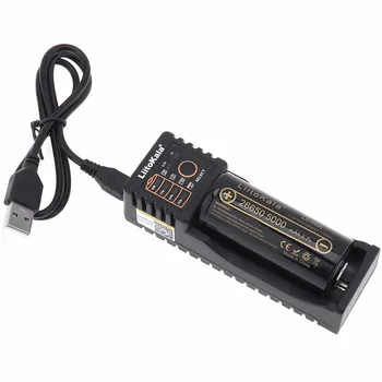 1PCS Liitokala 3,7 V 26650 5000mAh Li-ionska Akumulatorska Baterija + Prenosni Baterijski Paket Box + Eno Režo USB Smart Polnilec