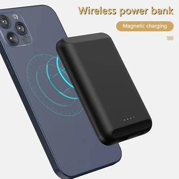 Qi Magnetni Brezžični Polnilnik Moči Banke 5000mAh Za iPhone 12 Max Pro Mini Poverbank Prenosni Zunanji Polnilec Powerbank