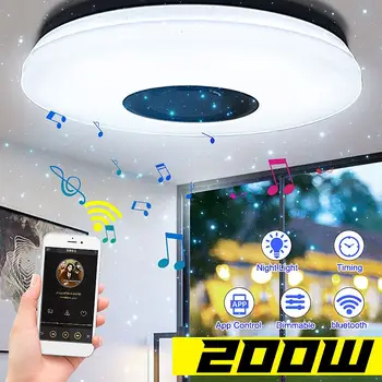 200W RGBW Glasbe LED Stropna Luč 38 CM Barva Gori Krog Lučka za Bluetooth Zvočnik APP/Daljinski upravljalnik Zatemniti Pametni Dom Razsvetljavo