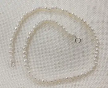 Ženske, Nakit, 2x4mm white pearl kroglice choker baby ogrlica Naravnih sladkovodnih biserov 32 cm 35 cm 40 cm 14