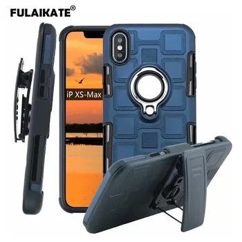 FULAIKATE 3 v 1 Obroč Ohišje za iPhone XS MAX Anti-knock Pasu Posnetek Nazaj Kritje za iPhone XR 6s 7 8 Plus Ice Cube Telefon Primerih