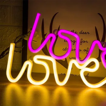 LJUBEZEN Neon Mavrica Visi LED Nočna Lučka za Romantično valentinovo Presenečenje Rojstni dan Okraski Obliko Spovedi Poroko